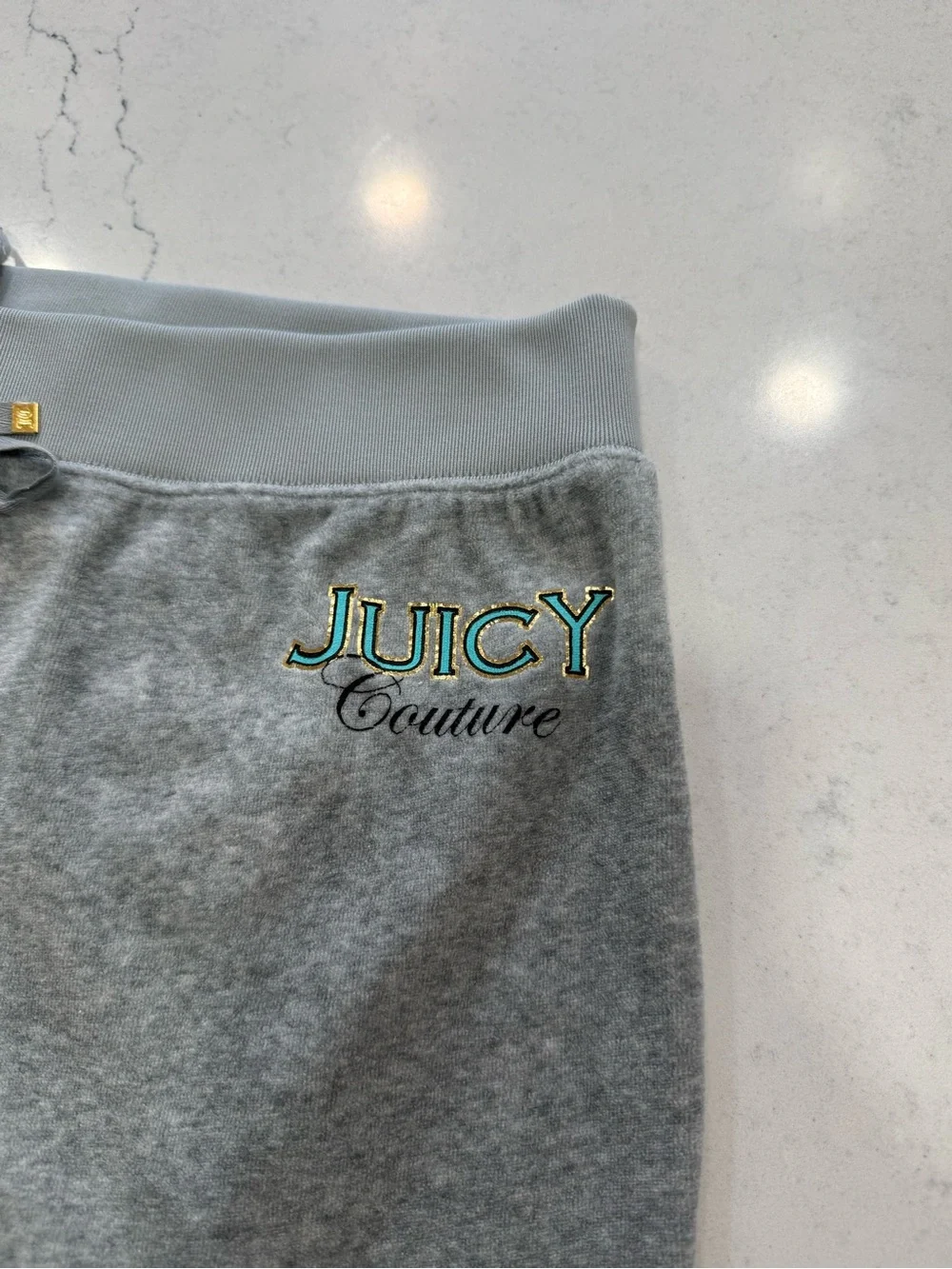Juicy Couture Gray Velour  Pants Wideleg Elastic Waist 0X Y2K